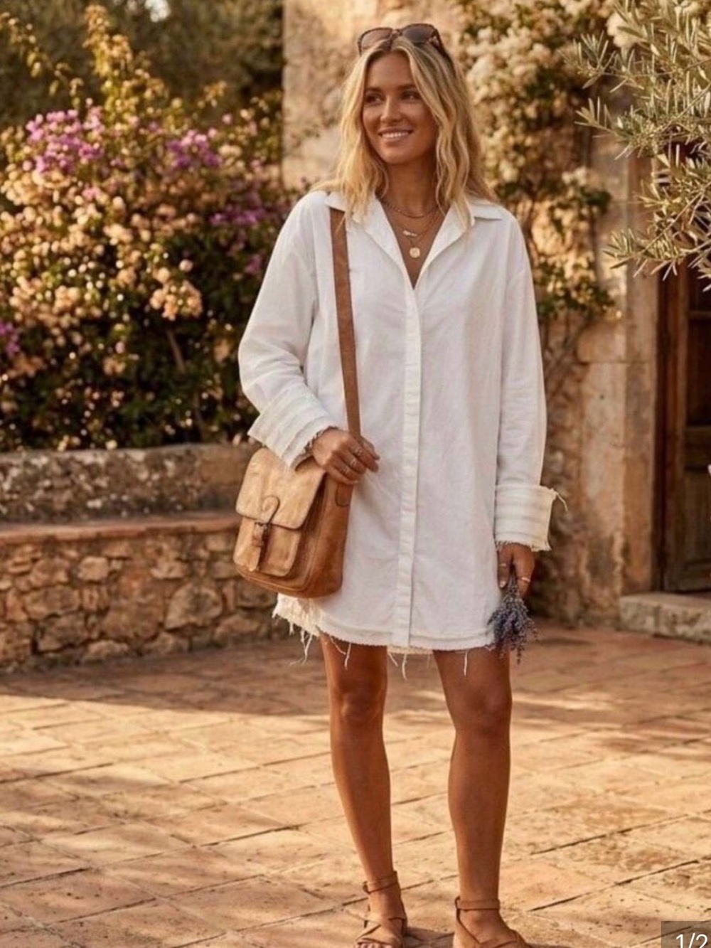 Anthropologie Undiscovered Eye Poplin Tunic Shirt Dress in White L